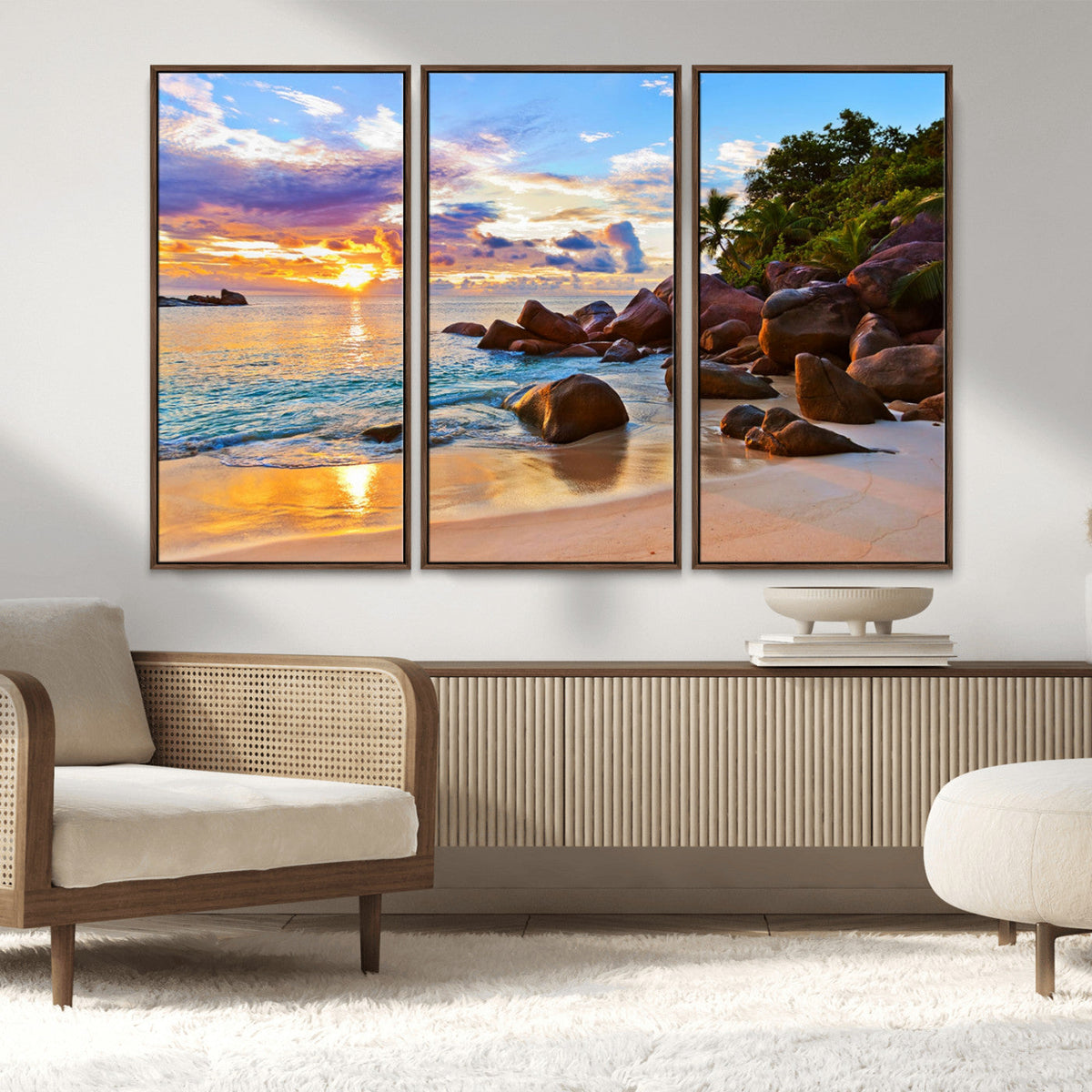 Tropical Island Beach Sunset Canvas Print