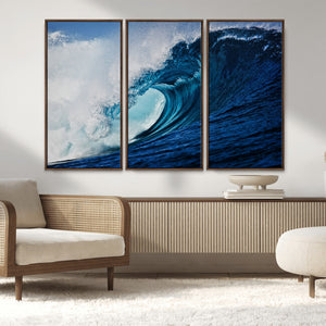 Ocean Wave at Sunset Canvas Art, Large Wall Print of Vibrant