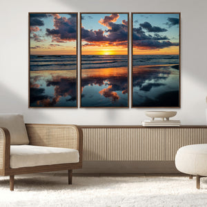 Beach Sunset Print - Stunning Ocean Canvas Artwork with