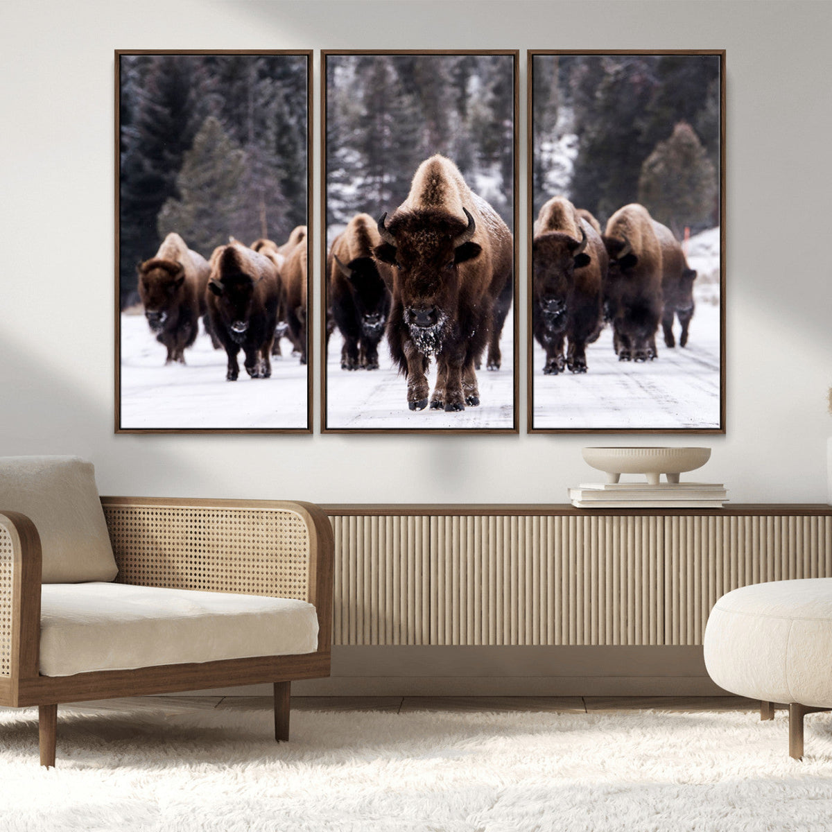 Bison Wall Art Canvas Print- Bison Herd Canvas Wall Art –