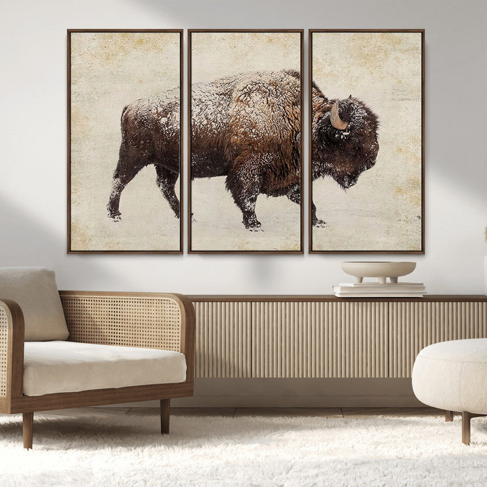 Buffalo Wall Art, Western Bison Canvas Print, Rustic Buffalo