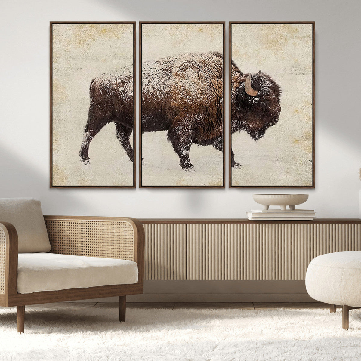 Buffalo Wall Art, Western Bison Canvas Print, Rustic Buffalo