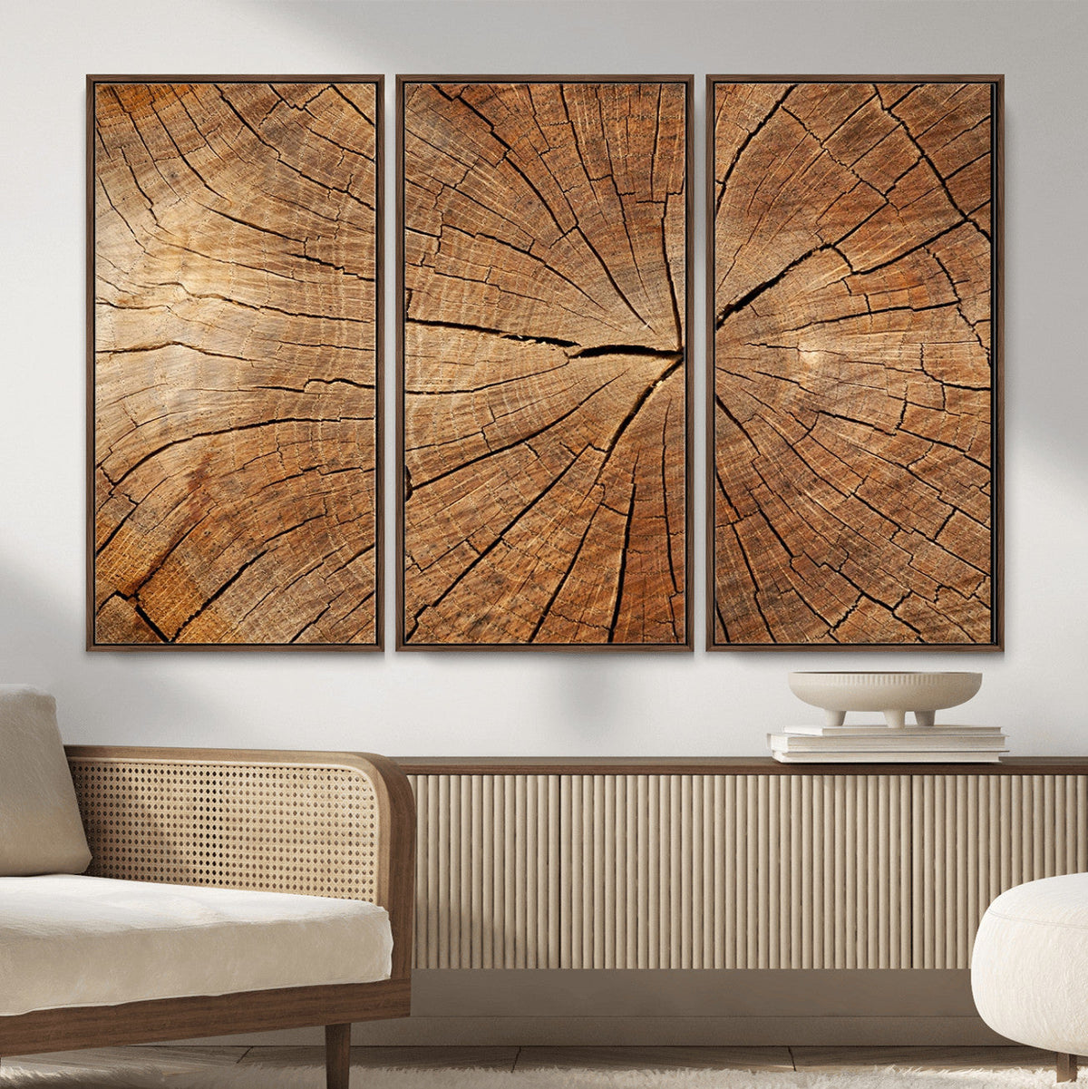Tree Ring Canvas Art, Rustic Wood Grain Wall Art, Tree Slice