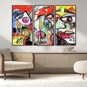 Picasso Style Art Abstract Canvas Wall Art Print , Colorful