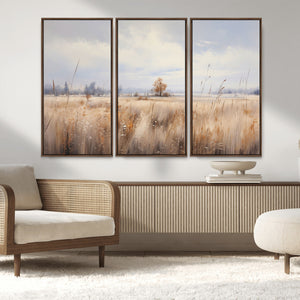 Golden Fields Wall Art Print Canvas – Serene Landscape of
