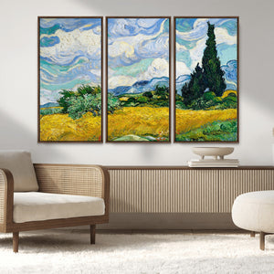 Wheatfield With Cypresses By Van Gogh Painting Wall Art