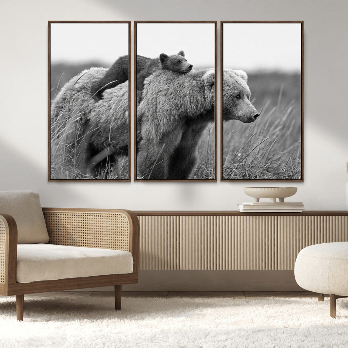 Bear and Cub Wall Art Canvas | 399 Bear Cub