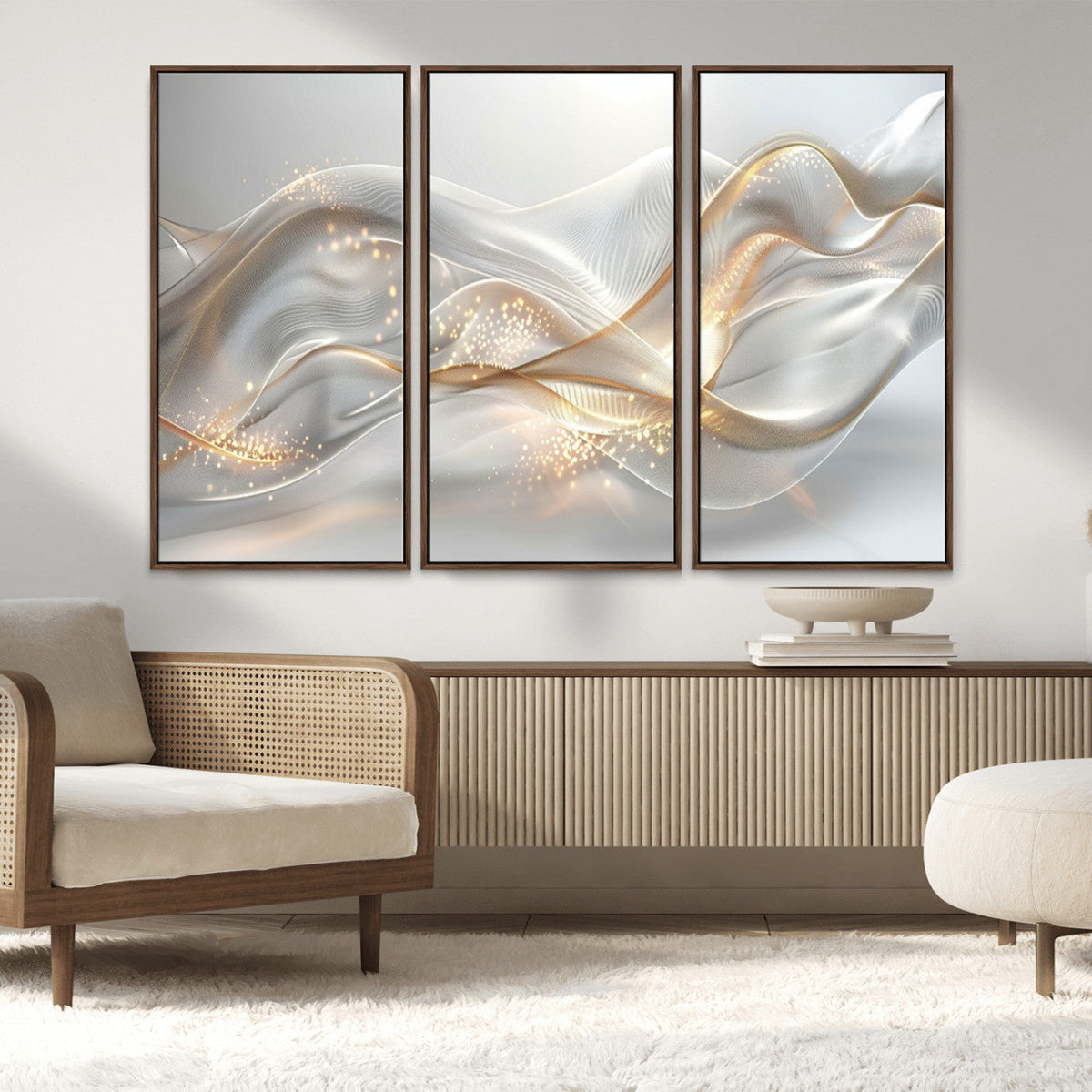 Abstract art Grey and Gold Lines Wall Art