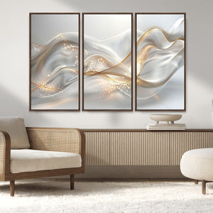 Abstract art Grey and Gold Lines Wall Art