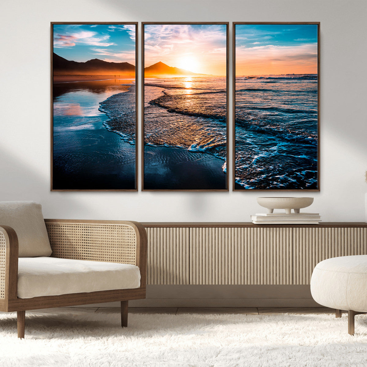 Sunset Beach Ocean Canvas Wall Art – Tranquil Ocean