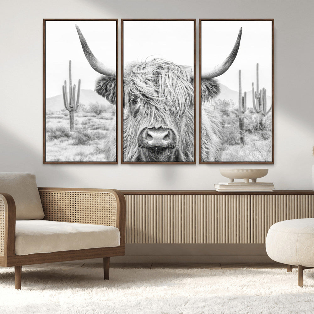 Rustic Charm | Cow Longhorn Black White Bighorn Wall Art
