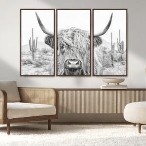 Rustic Charm | Cow Longhorn Black White Bighorn Wall Art