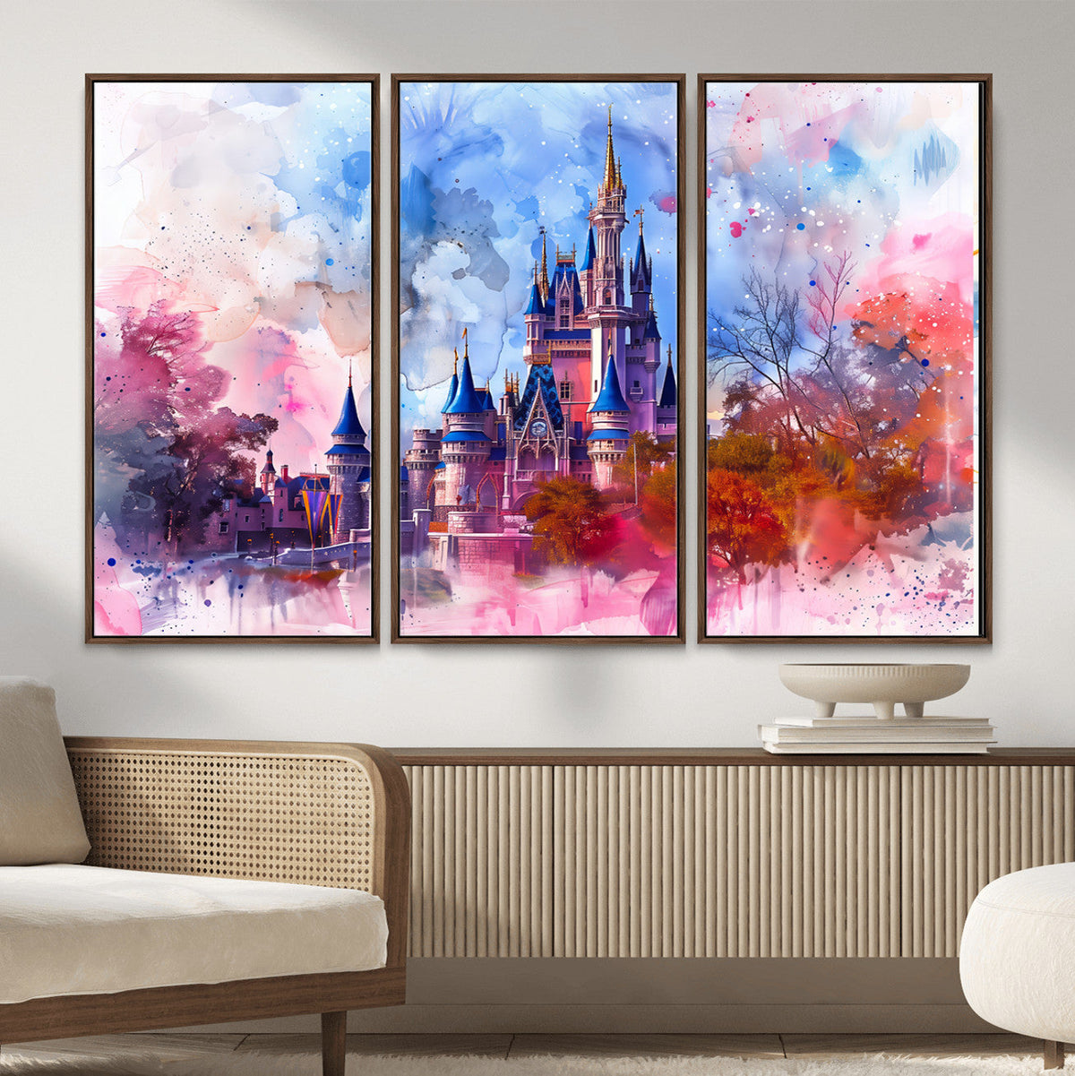 Disney Wall Art: Dreamy Watercolor Cinderella Castle Canvas