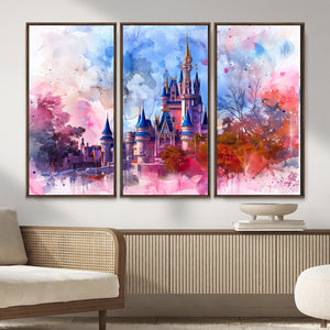 Disney Wall Art: Dreamy Watercolor Cinderella Castle Canvas