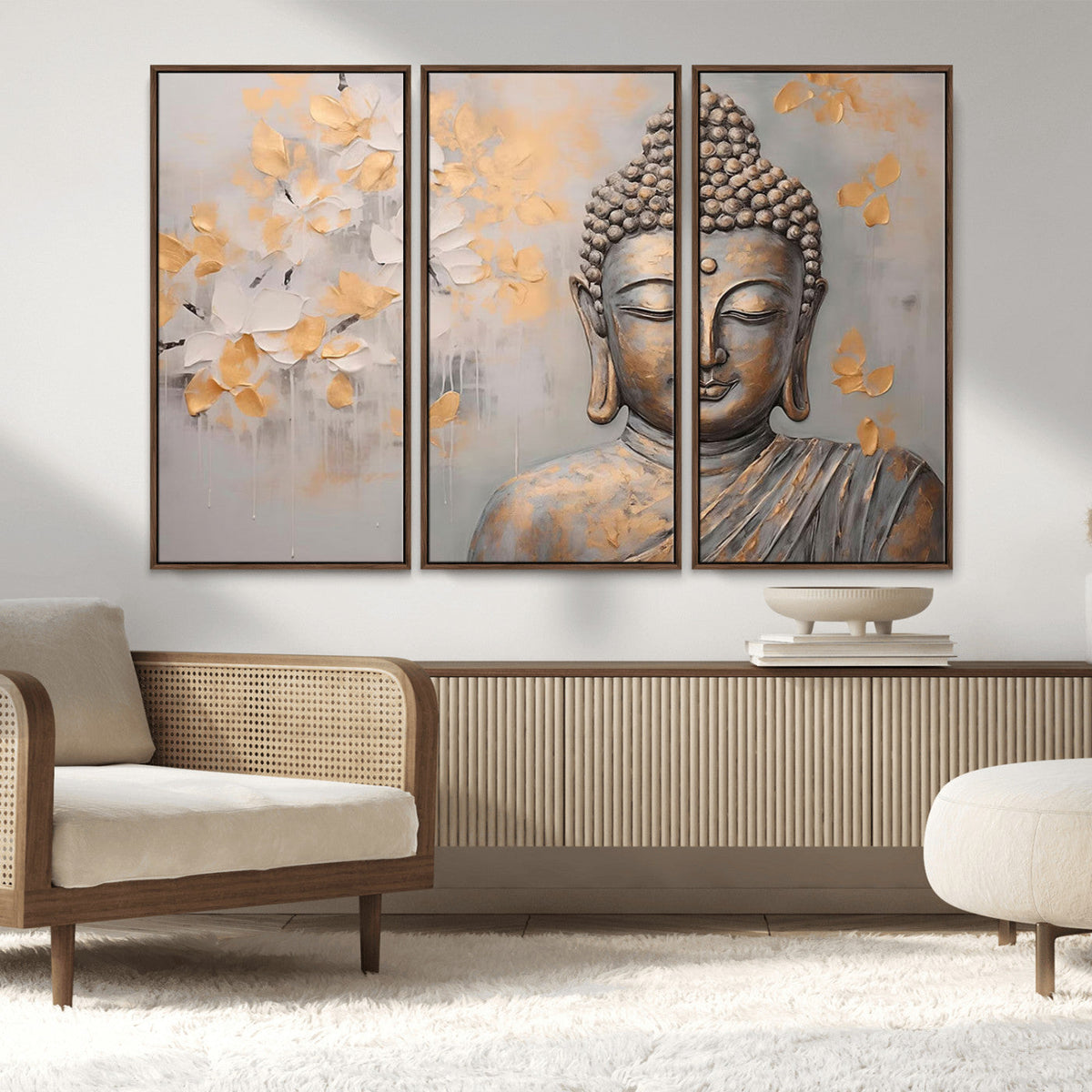 Abstract Buddha Statue Wall Art Canvas Print - Modern