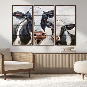 Vintage Baby and Mom Cattle Wall Art Canvas Print