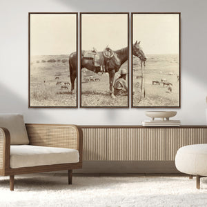Cowboy Wall Art - Western Horse Canvas Print - Vintage