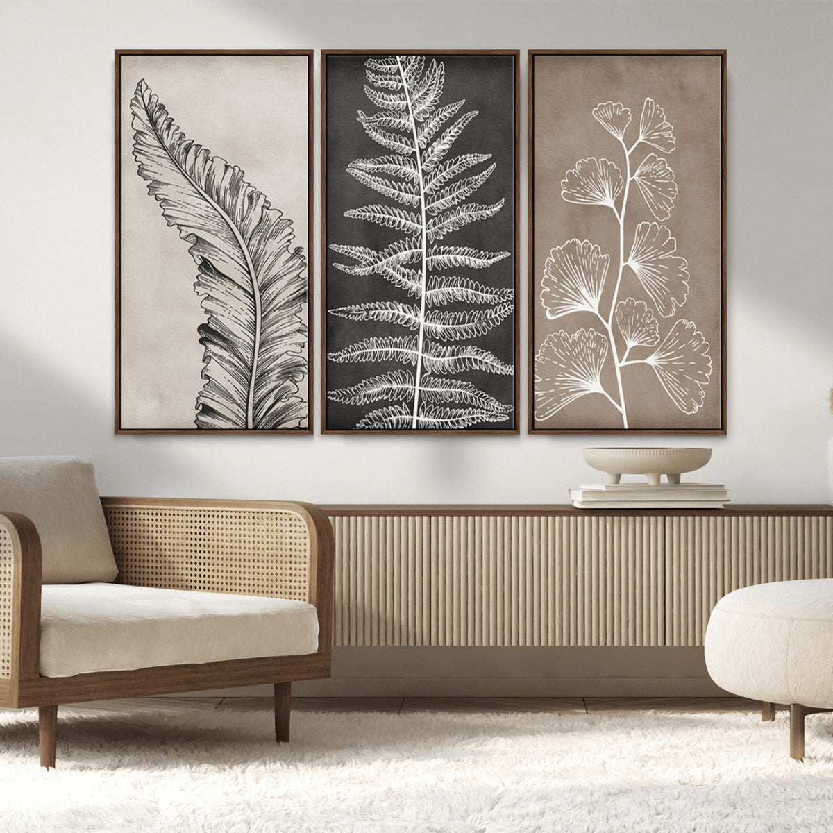 Minimalist Botanical Wall Art Canvas Print, Framed and Ready
