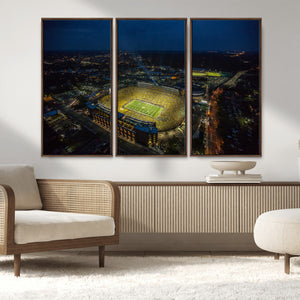 Michigan Stadium Night Game Wall Art – Sports Arena Aerial