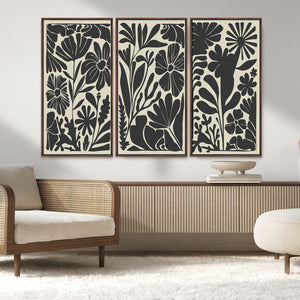 Modern Botanical Wall Art - Floral Black and White Canvas