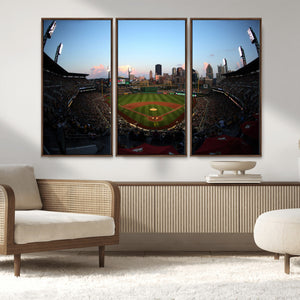 PNC Park Evening Game Triple Canvas Wall Art - Pittsburgh