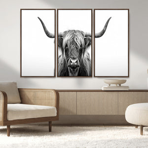 Highland Wall Art Canvas Print – Minimalist Black and White
