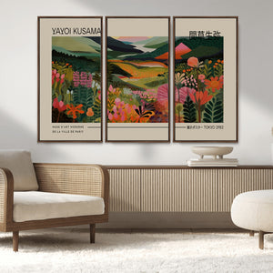 Yayoi Kusama Landscape Canvas Print, Vibrant Floral Mountain
