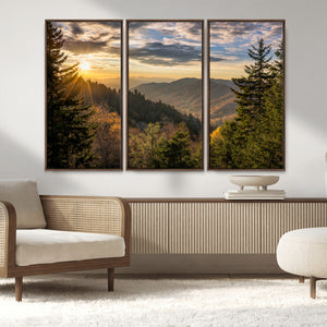 Sunrise Over the Smoky Mountains Canvas Wall Art –