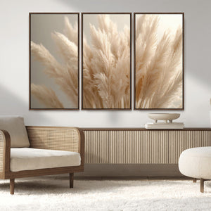 Pampas Grass Canvas Wall Art - Elegant Neutral Decor for