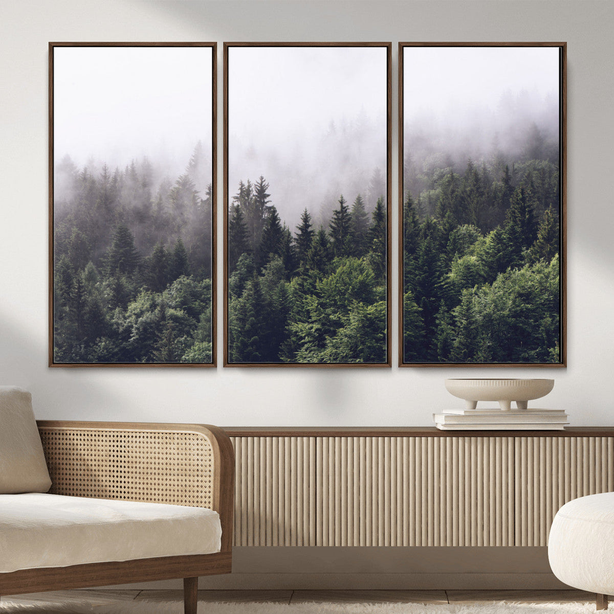 Misty Forest Wall Art | Foggy Forest Canvas Print | Large