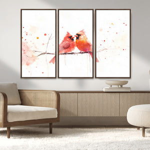 Cardinal Bird Canvas Wall Art - Male and Female Cardinal