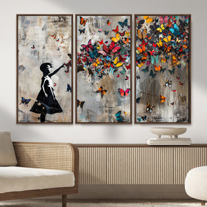 Banksy Butterfly Girl Wall Art – Modern Graffiti Canvas
