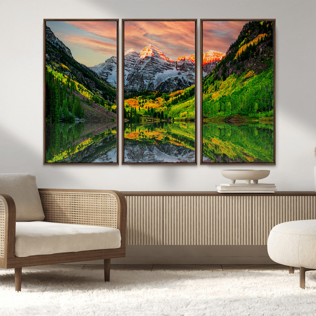 Maroon Bells Lake Wall Art Canvas Print – Framed Majestic