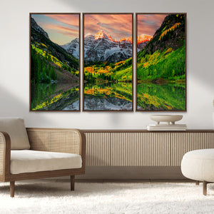 Maroon Bells Lake Wall Art Canvas Print – Framed Majestic