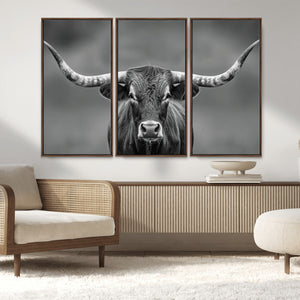 Texas Longhorn Wall Art Canvas Print – Framed Western Bull