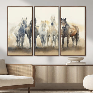 Wild Horses Wall Art Canvas Print, Framed Running Horses Art