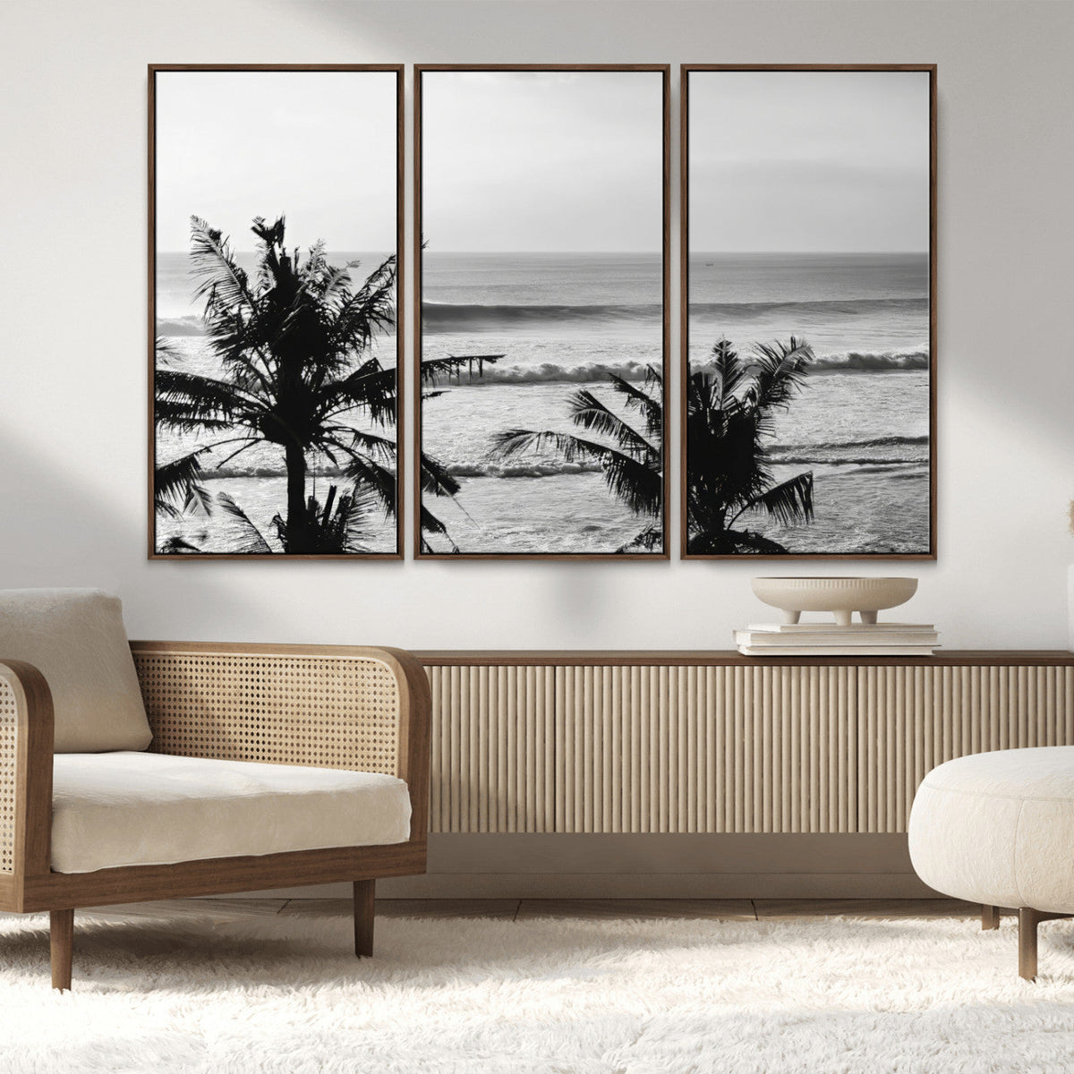 Tropical Coastline Wall Art Canvas Print – Framed Palm Trees
