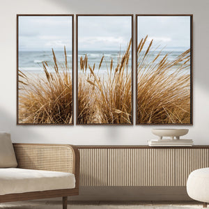 Beach Grass Wall Art Canvas Print – Framed Coastal Dunes Art