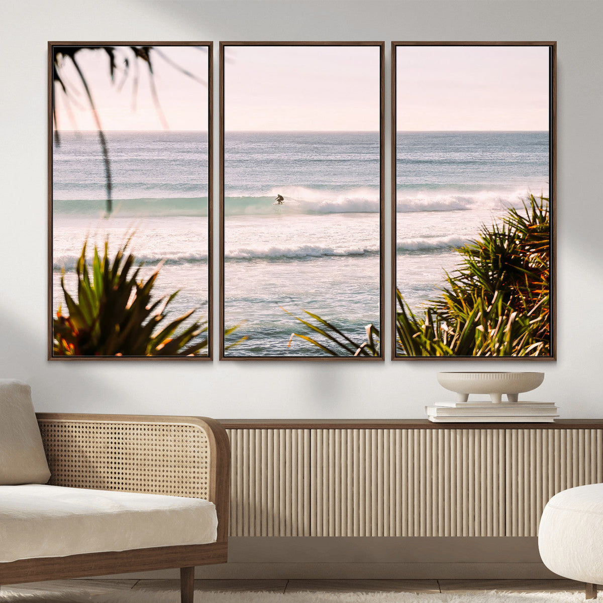 Ocean Surfer Wall Art Canvas Print – Framed Coastal Surf Art