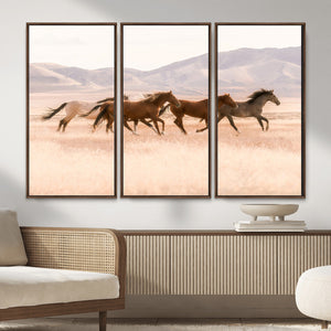 Wild Horse Wall Art Canvas Print – Framed Rustic Western Art
