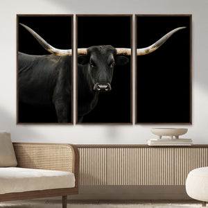 Longhorn Cattle Wall Art Canvas Print – Framed Texas Ranch