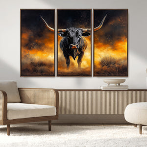 Longhorn Canvas Wall Art Canvas Print – Framed Bold Bull
