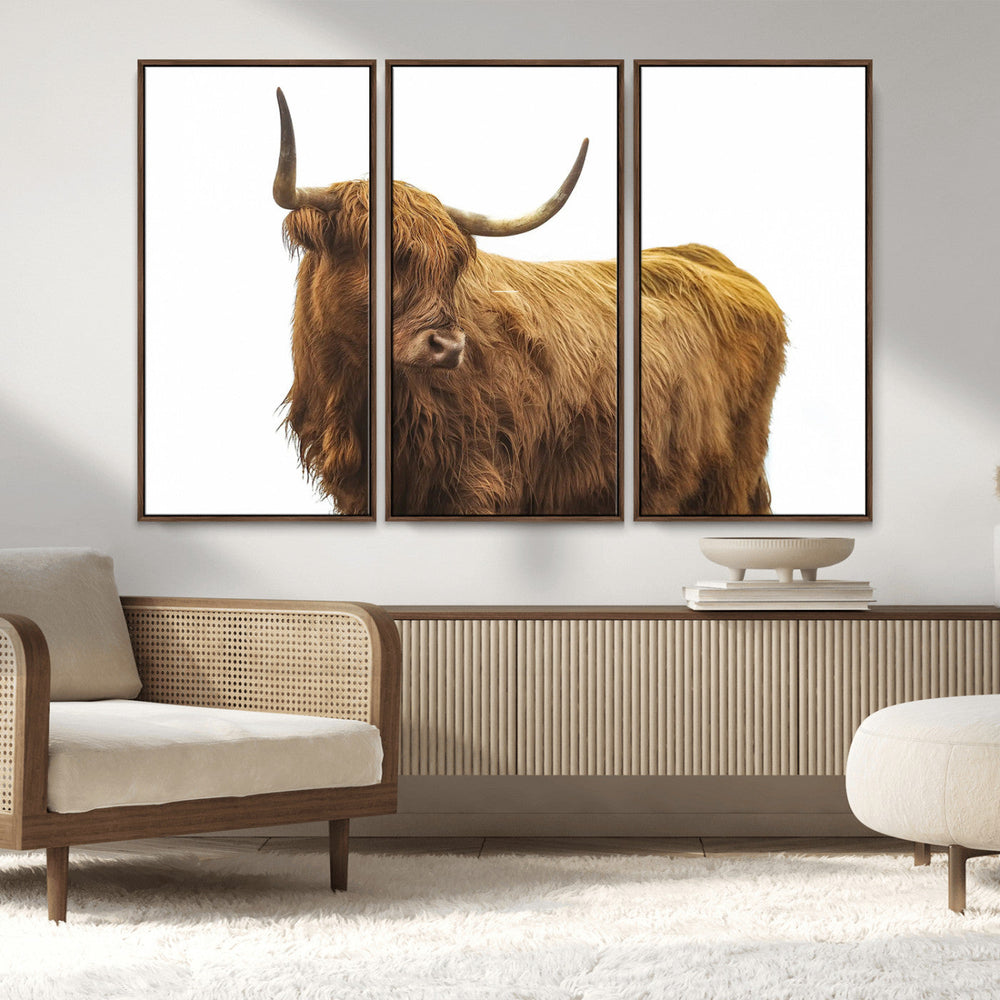 Highland Cow Wall Art Canvas Print – Framed Farmhouse Rustic