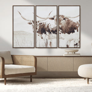 Longhorn Wall Art Canvas Print – Framed Western Cow Rustic