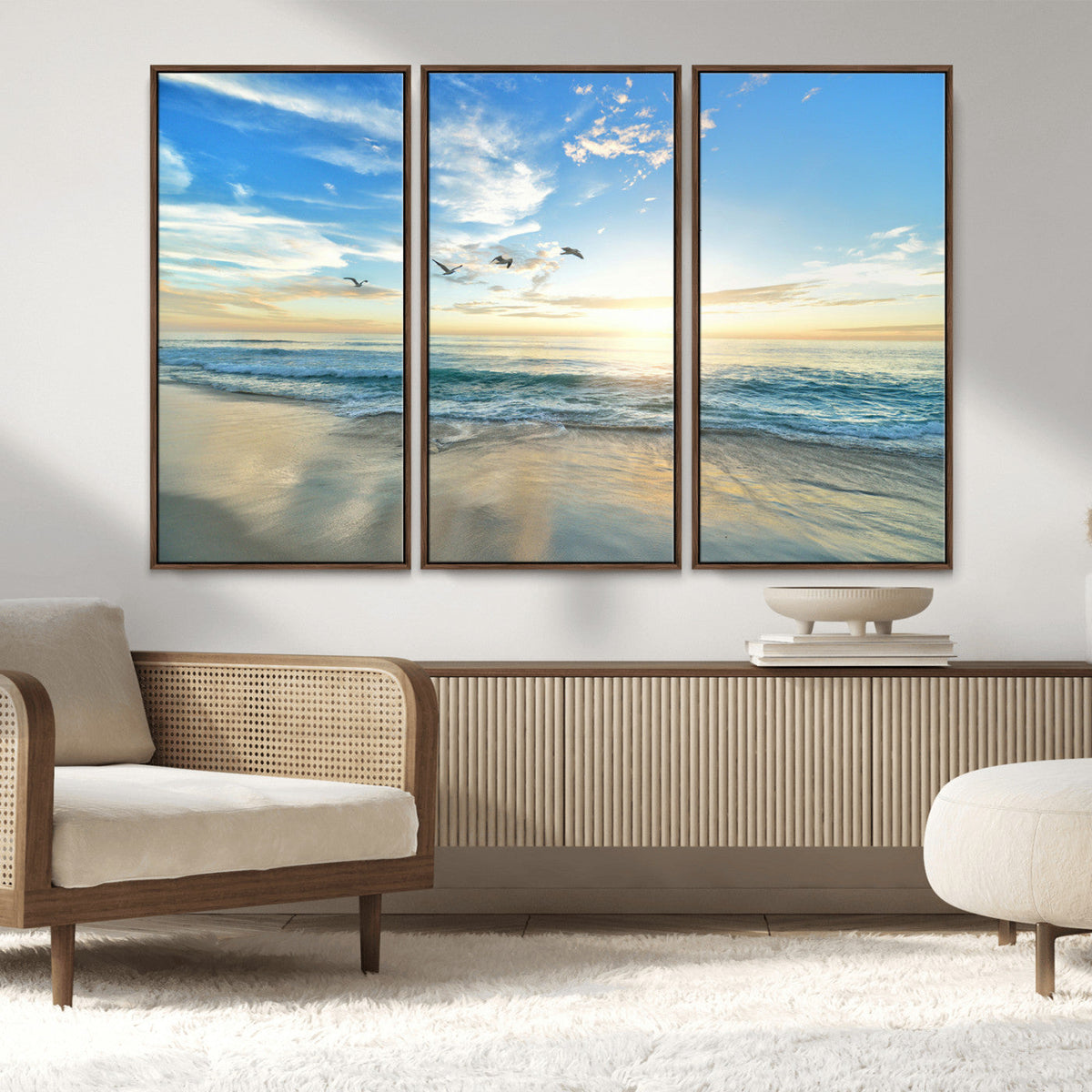 Minimalist Seaside Wall Art Canvas Print – Morning Glow