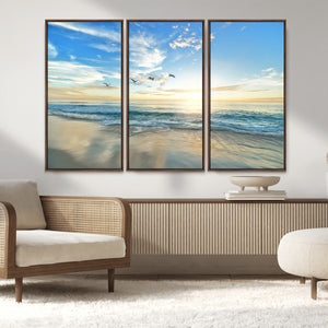 Minimalist Seaside Wall Art Canvas Print – Morning Glow