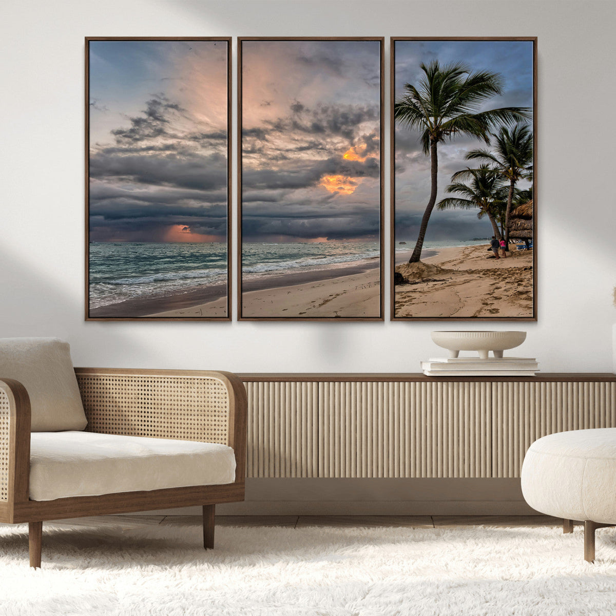 Tropical Storm Wall Art Canvas Print – Framed Moody Beach