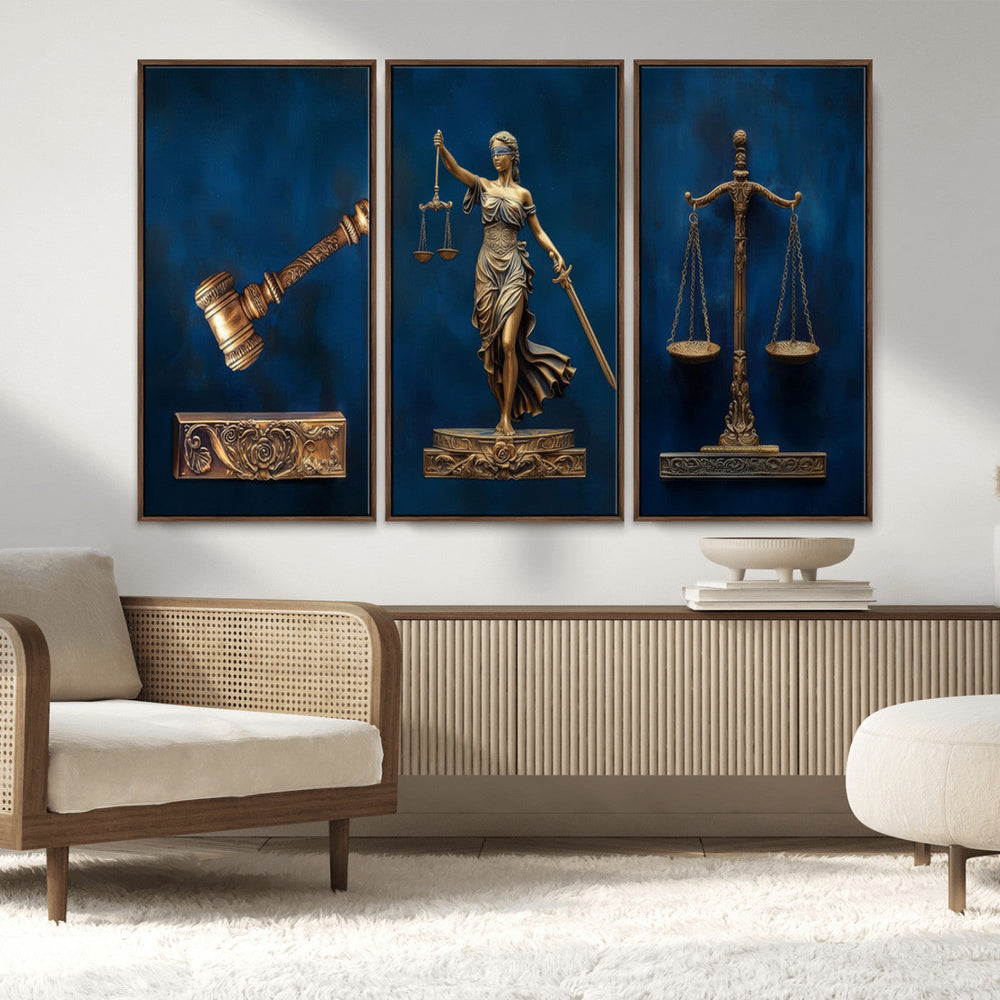 Lady Justice Wall Art Canvas Print – Elegant Gold Legal