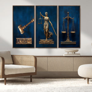 Lady Justice Wall Art Canvas Print – Elegant Gold Legal