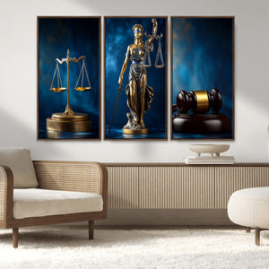 Lady Justice Wall Art Canvas Print – Elegant Gold Legal